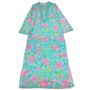 LILLY PULITZER Blis Caftan Lazy Paisley Bell Sleeve Tunic Maxi Dress Resort Boho